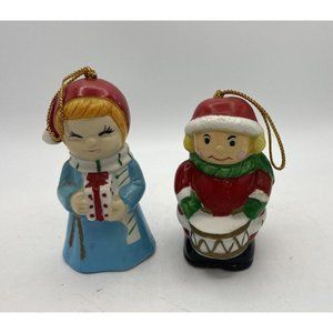 Collect-A-Bell FF Drummer Boy &  FB Gift Bearer Ornaments Bell Bisque Christmas!